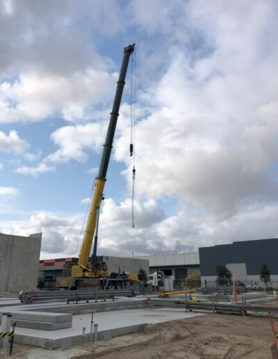 Crane on concrete construction site